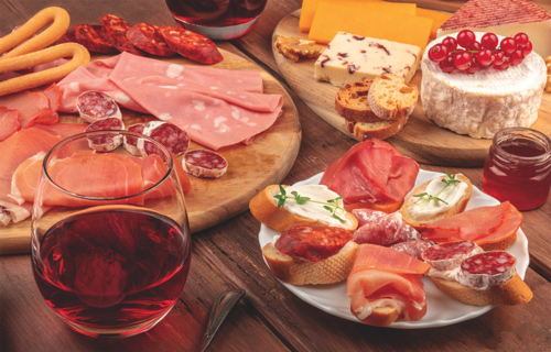 Different kinds of savoury meat platters